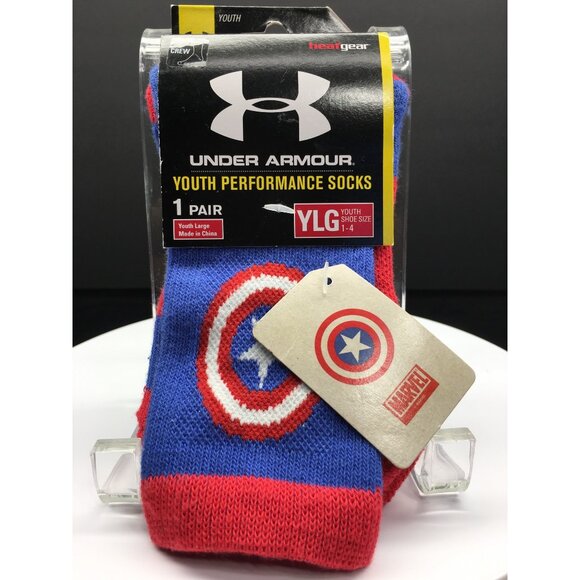 Under Armour Marvel Performance Socks Captain America Youth Size 1-4 - NEW - Picture 4 of 12
